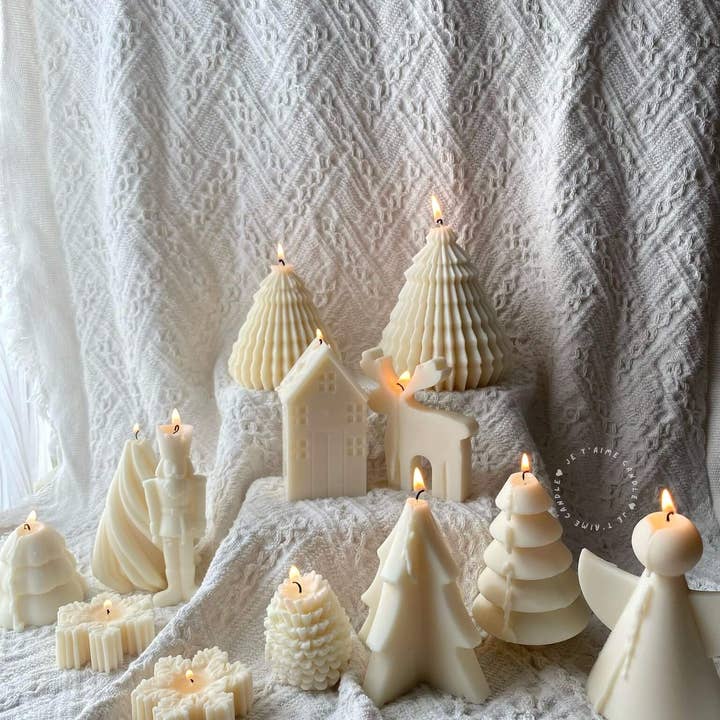 je t'aime candle - Wholesale Novelty candle - White Cozy Christmas Pillar Soy Wax Candle Festive Scented 9