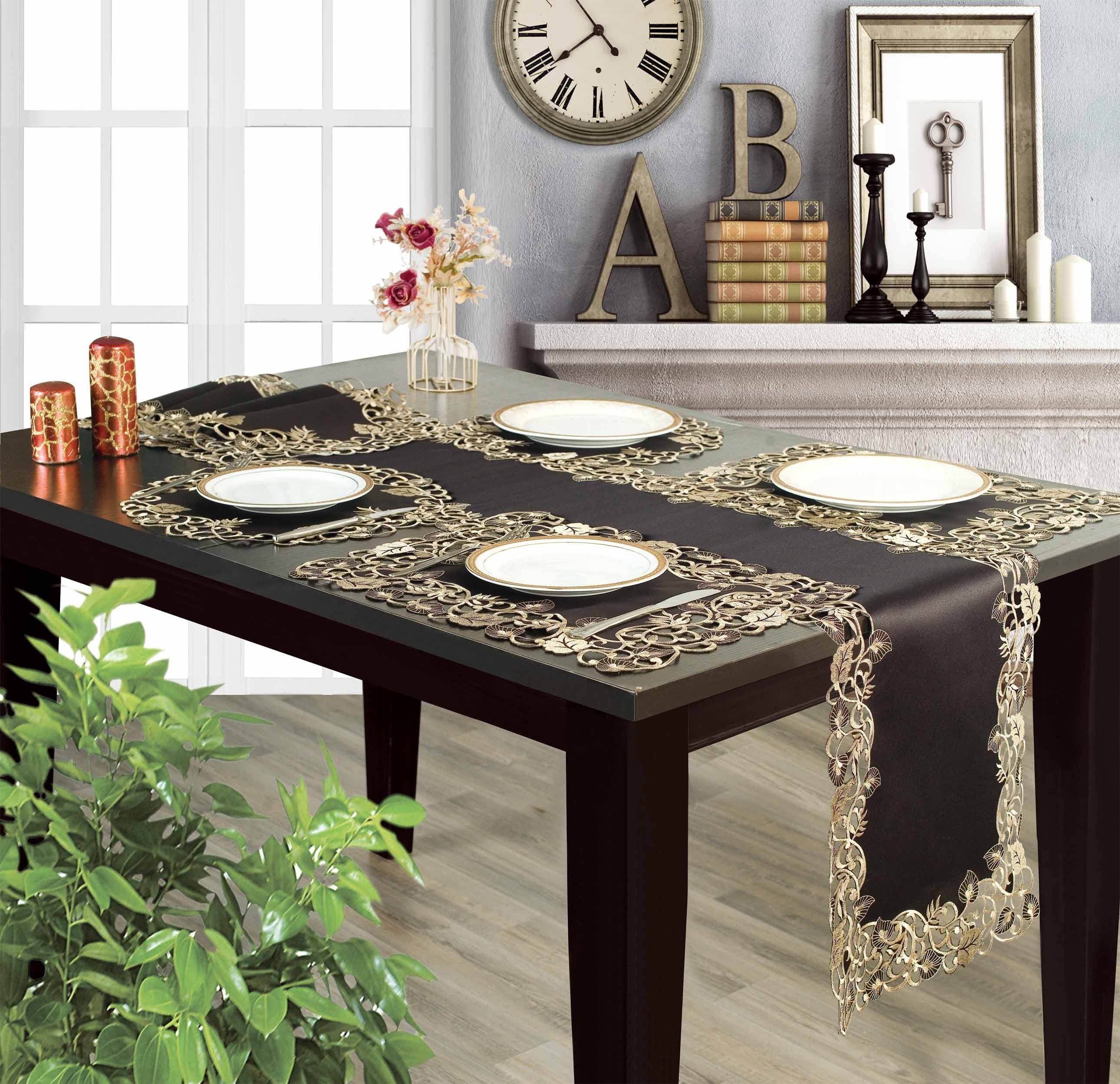 Decozen - Wholesale Tablecloth - Black Gold Table Linen Polyester Fabric5