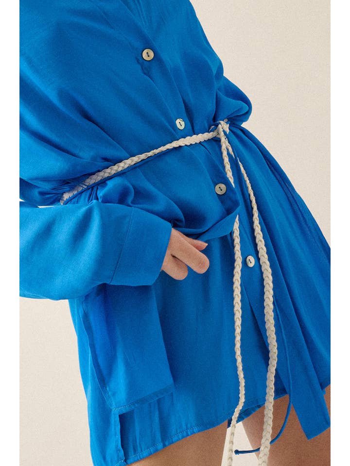 Promesa USA - Wholesale Romper - Women's - Solid Button Down High-Waisted Belt Shirt Romper55