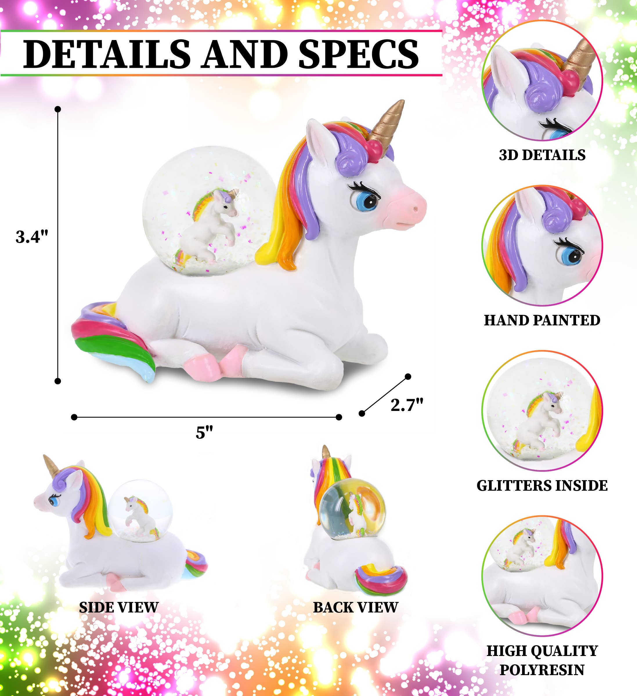 Cota Global - Venta al por mayor Bola de nieve - Niños y bebés - Bola de nieve - Unicornio (45 mm)1