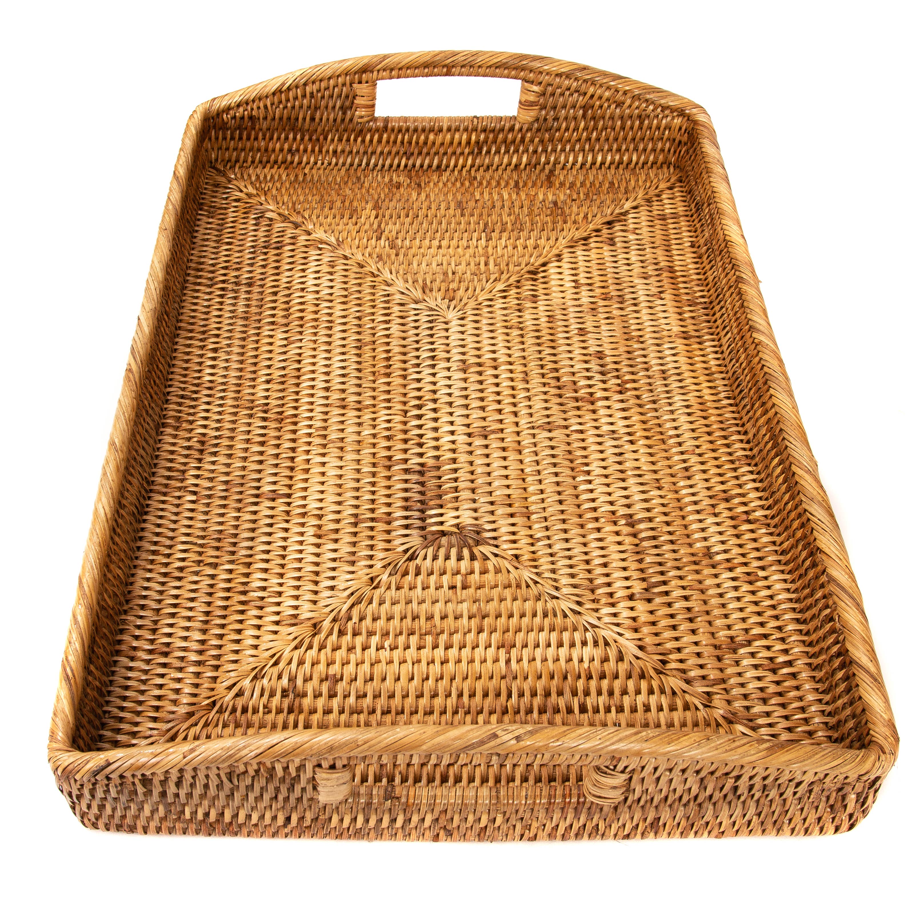 Artifacts Trading Company - Wholesale Serving Tray - Rectangular Rattan Serving Tray – High Handles1