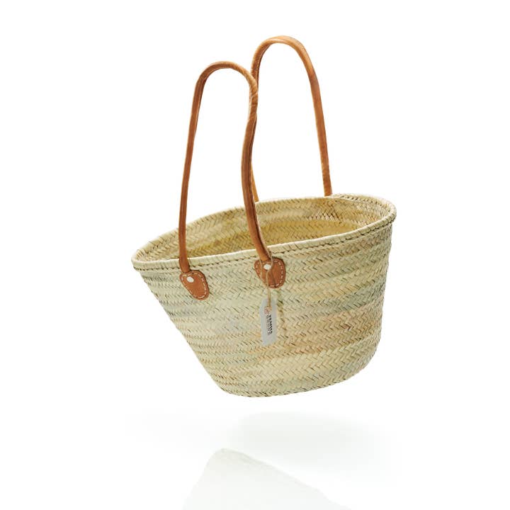 Handmade French Market Straw Bag With Leather Handles for wholesale by Yemma Goods