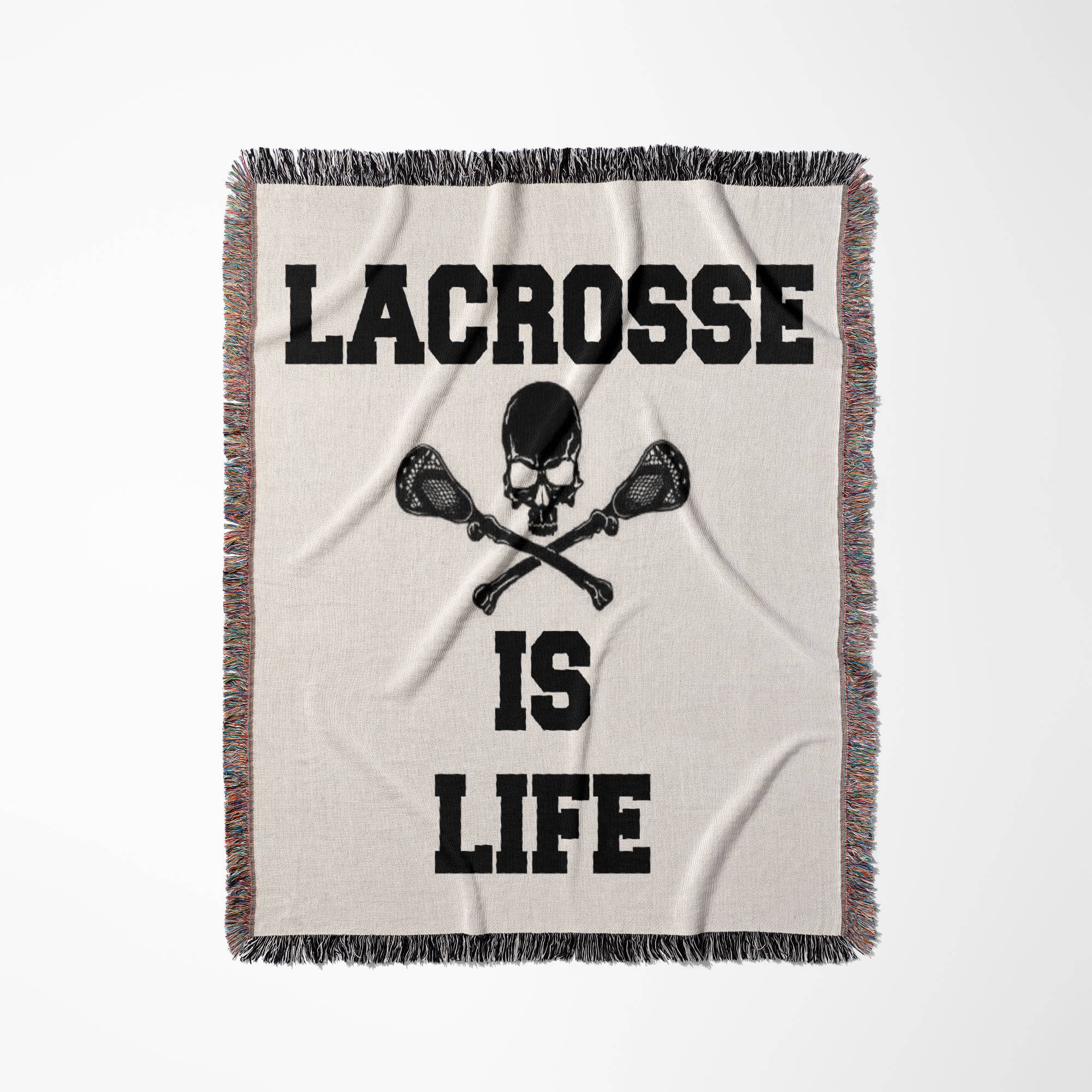 3dRose - Wholesale Throw Blanket - 3dRose, Lacrosse is life picture of black skull and lacrosse sticks, Blanket0