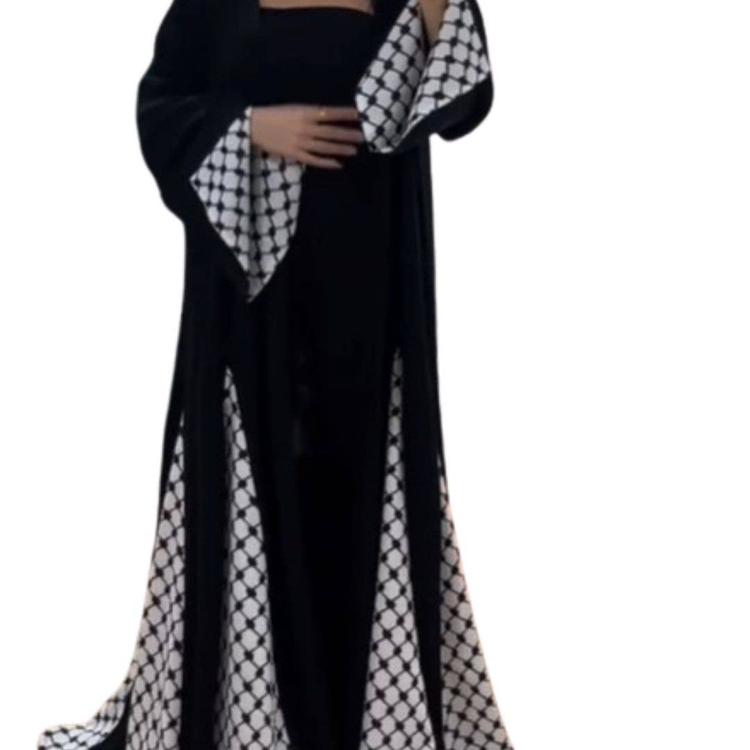 Bayt Khokha - Wholesale Dress - Women's - Keffiyeh Bisht Black - Fishnet Pattern2