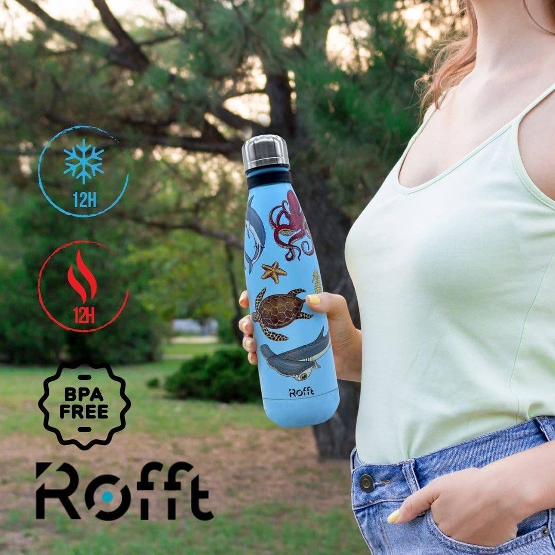 ROFFT USA LLC - Wholesale Water Bottle - 20 oz Insulated Water Bottle - Leak Proof, Stainless Steel, Thermo Bottle for Hot and Cold Drinks, Double Wall Insulation, Portable Water Flask for Travel, Outdoor21