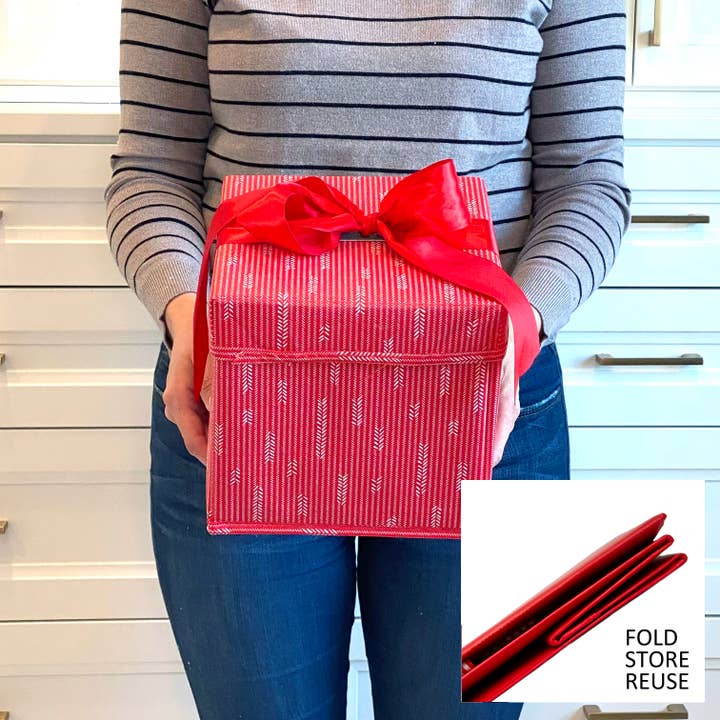 8" Collapsible Reusable Gift Box With Satin Ribbon Attached for wholesale by EverWrap