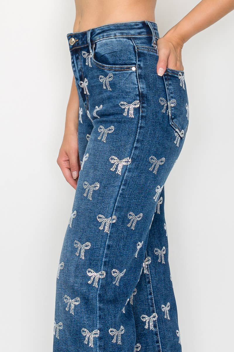 Nina Rossi Jeans - Wholesale Jeans - Women's - NR3178  -  Stone embellised 5 pockets straight leg jeans2