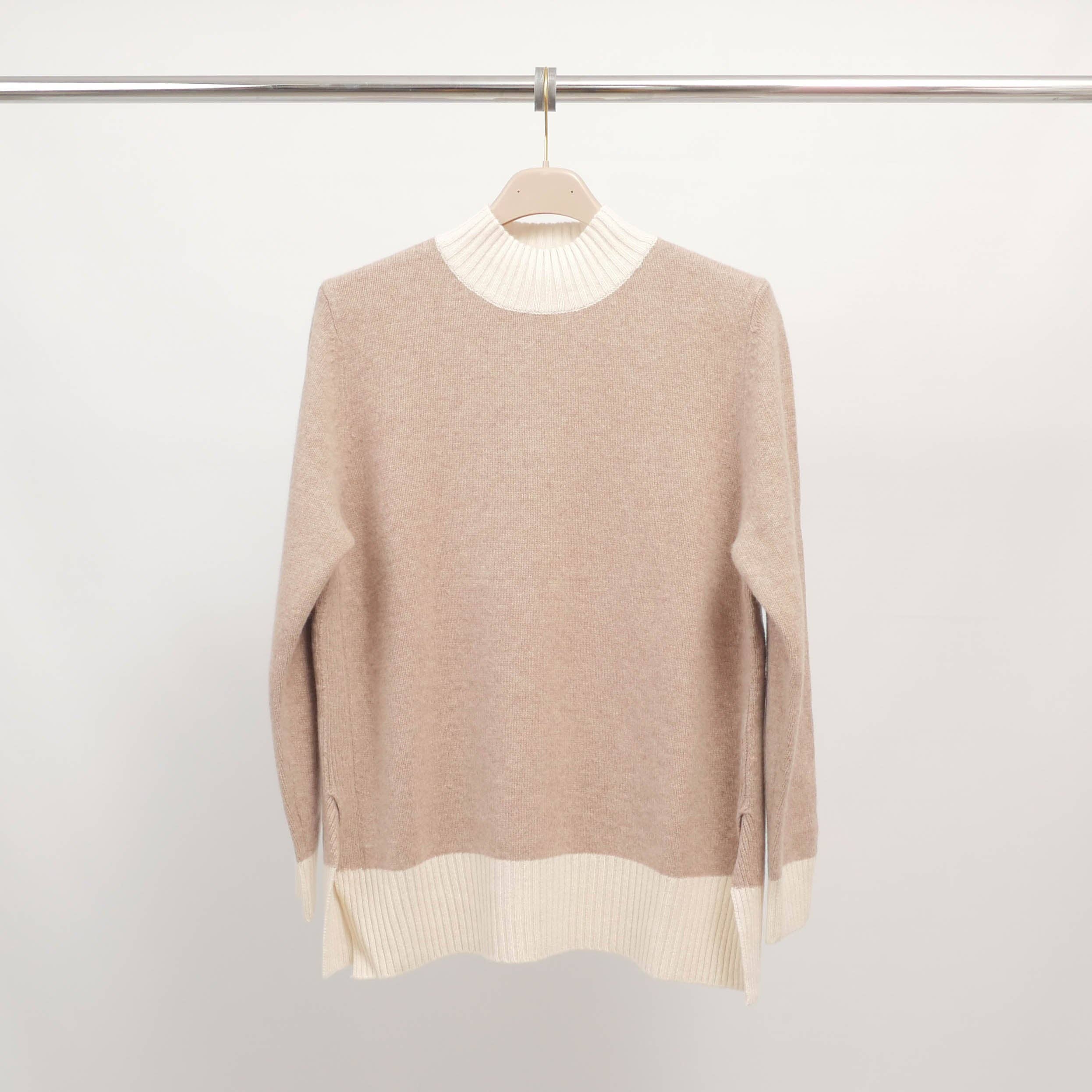 Cecile Wang - Wholesale Knit Sweater - Women's - Two-tone wool sweater with high collar HYL181121