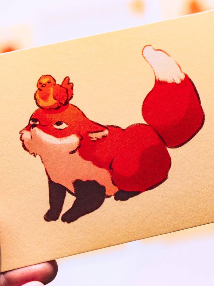 Minis prints - Fox and his bird for wholesale by Sekai of kangae