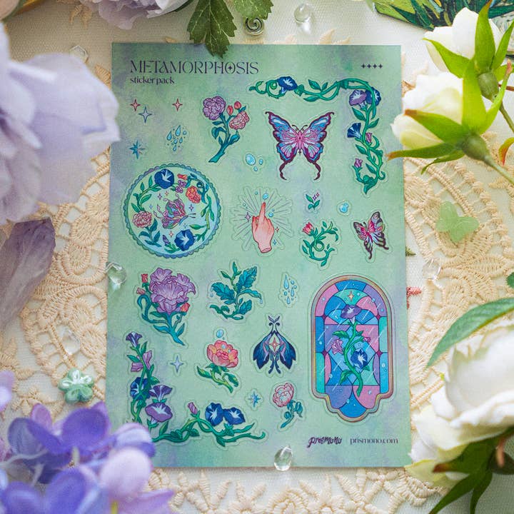 Stained Glass Butterfly Sticker Sheet for wholesale by Prismono