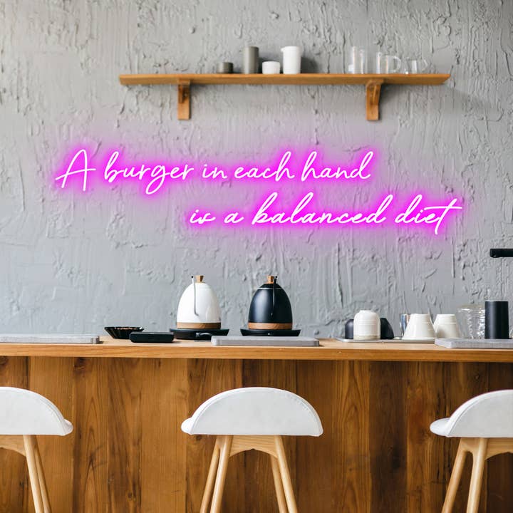 NexGenow - Wholesale Neon sign - Burger Balanced Diet - Neon Sign - Burger Neon2