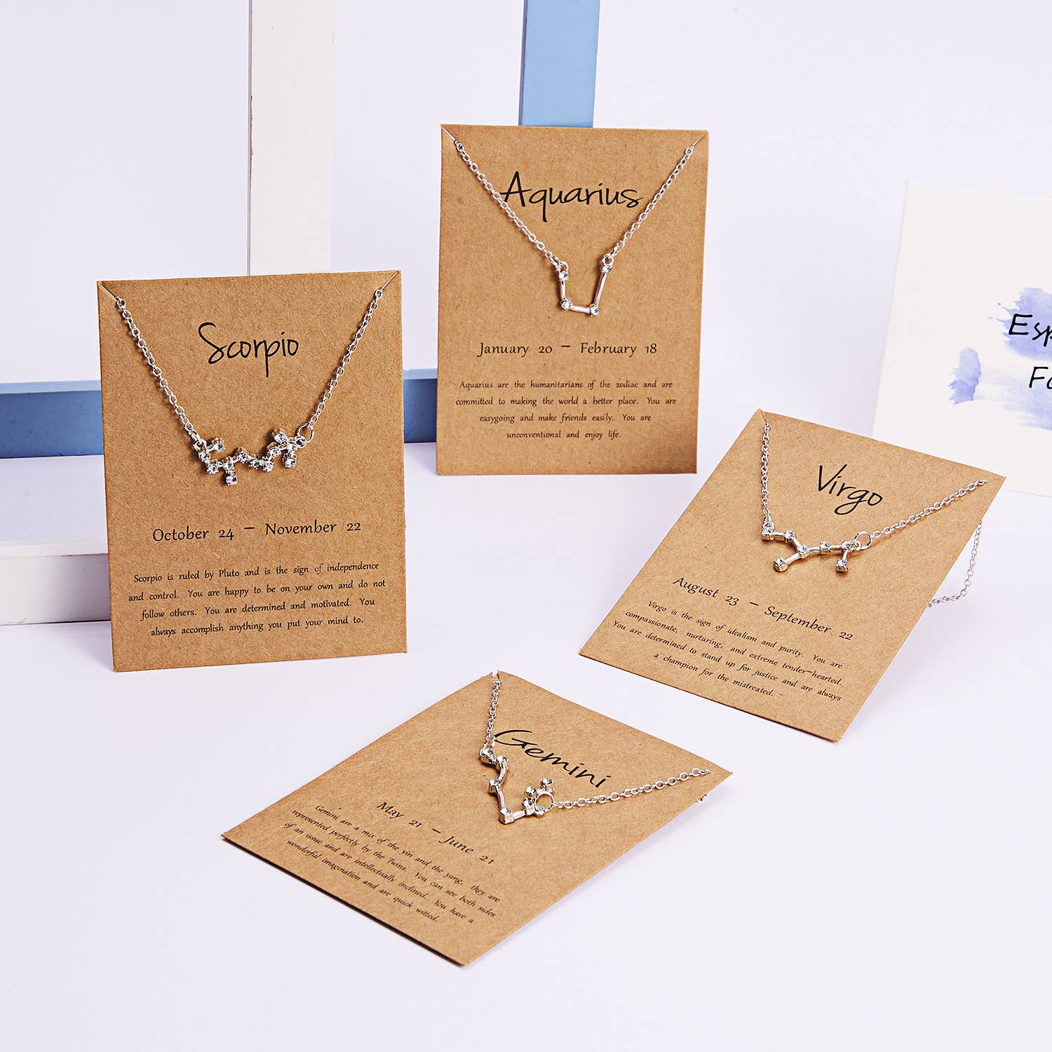 Gemscape UK - Wholesale Pendant/Charm Necklace - Zodiac Constellation Necklace - Gold with Crystals12