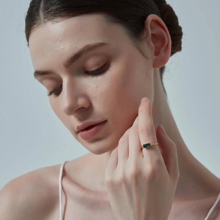 Perimade & Co. LLC - Wholesale Single Stone/Solitaire Ring - Baguette Cut Birthstone Stacking Ring in 925 Sterling Silver3