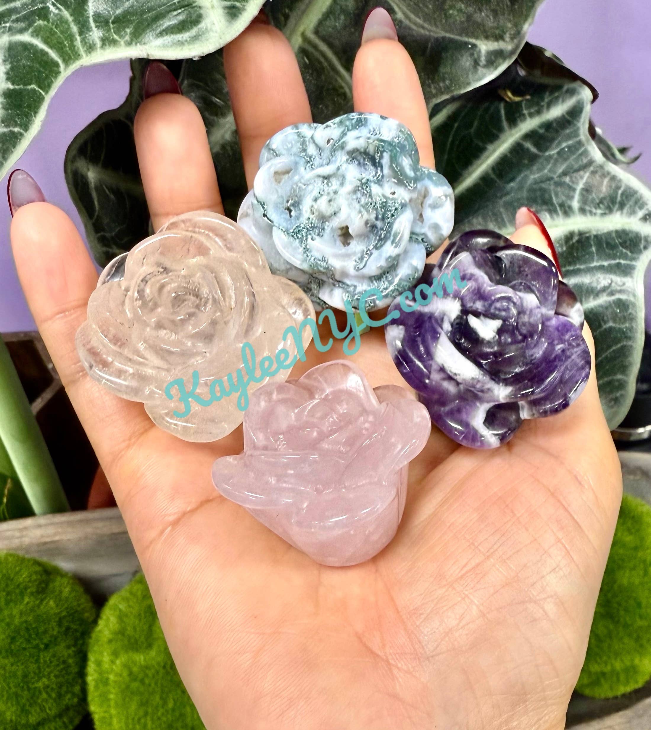 KayleeNYC - Wholesale Spiritual Stone/Crystal - 1.6” Natural Mix Crystals Roses Healing Energy9