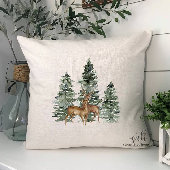 Housse de coussin pour arbres d'hiver | décoration hivernale confortable pour la vente par Stone River Home Co