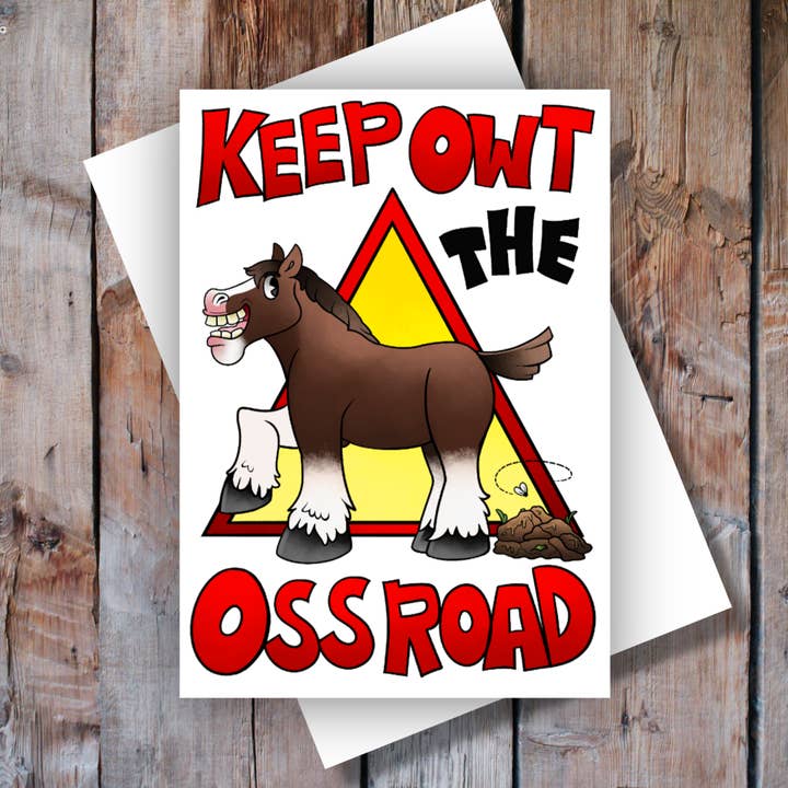 Gardez l'Oss Road à l'écart ! Carte de vœux vierge pour la vente par Black Country Cards