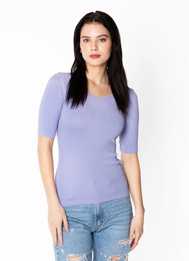 C'est Moi Clothing Co - Wholesale Gebreide top - Dames - Naadloze rib S/S ronde hals- CERT121312