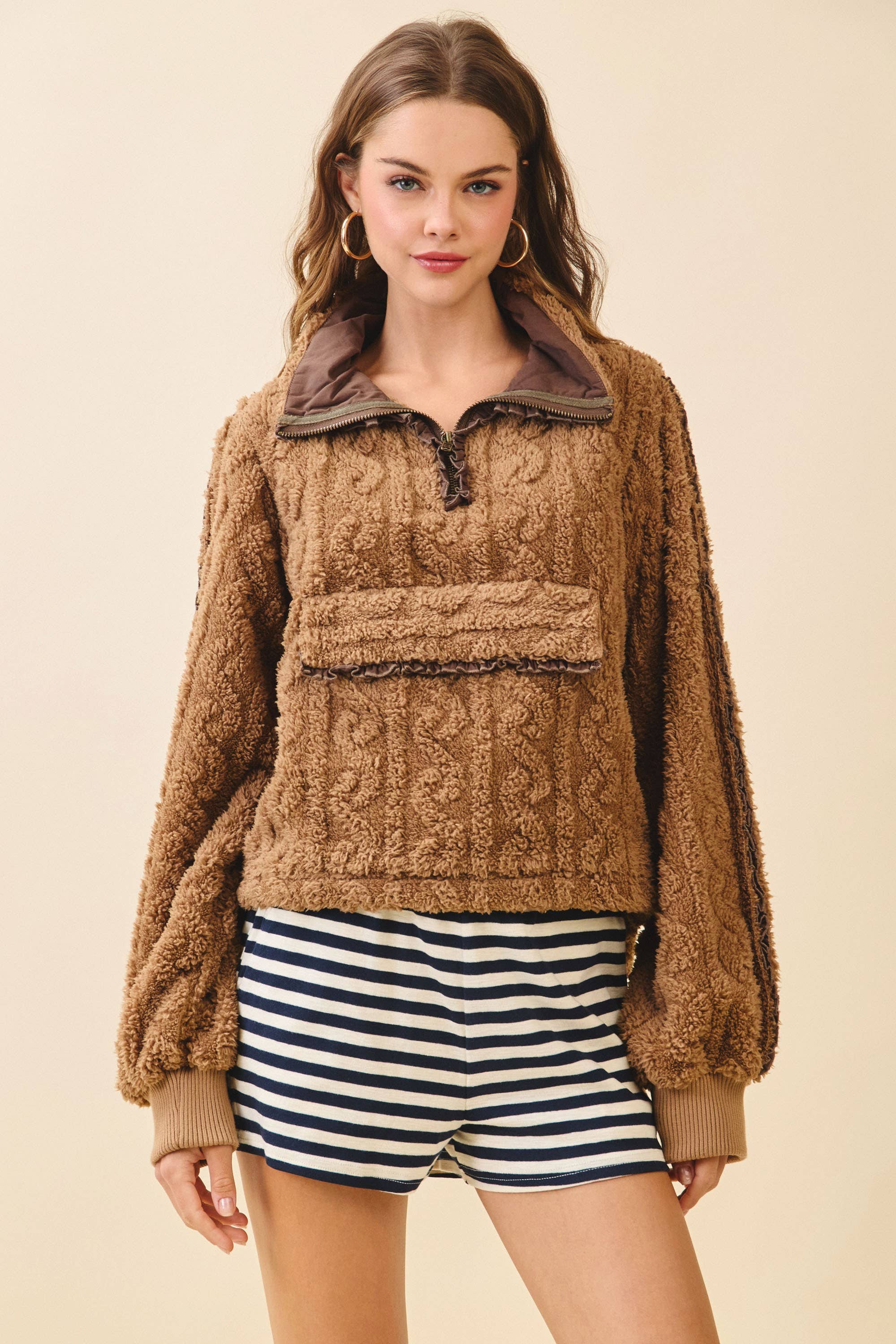 TCEC - Wholesale Shorts - Women's - CP10275-Striped Elasticized Waistband Relaxed Fit Shorts3