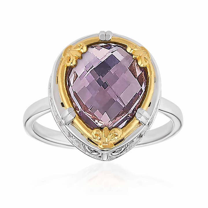 Teardrop Lavender Amethyst Ring with 18k Gold Vermeil for wholesale by Anatoli Jewelry