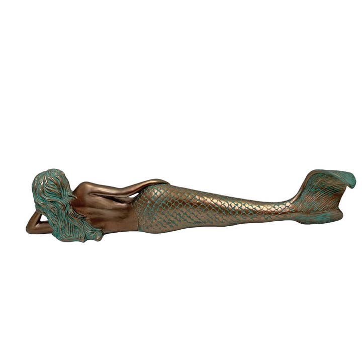Nautical Tropical Imports - Wholesale Decorative Figurine - Little Dreamy Lying Mermaid Bronze