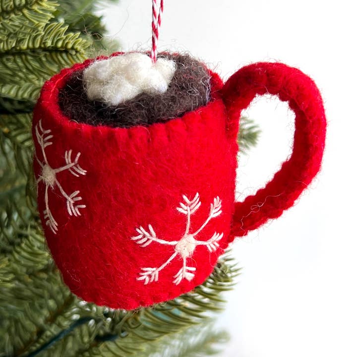 Warme Chocolademelk Vilten Kerstornament voor wholesale door Ornaments 4 Orphans