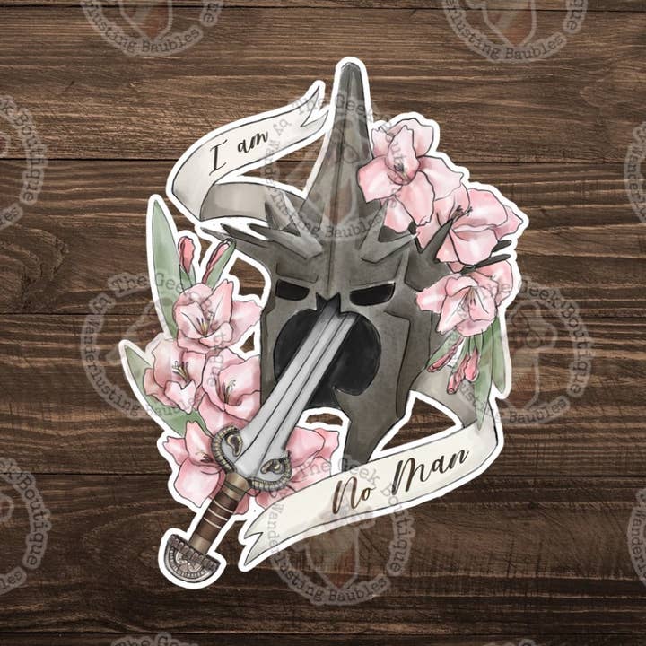 Autocollant de casque 3" Vinyle Je ne suis pas un homme LOTR Livre Film pour la vente par The Geek Boutique
