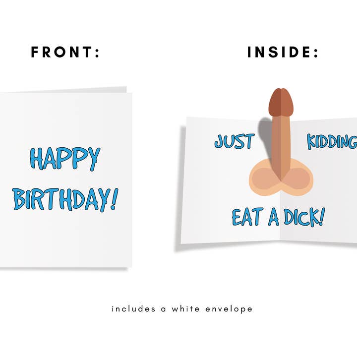 Adult Funny Birthday Card - 3D Pop Up D*ck Inside for wholesale by Crude Cat Cards