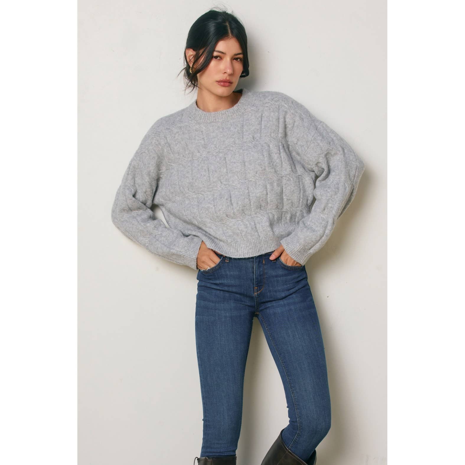 Dress Forum - Venta al por mayor Jersey de punto - Mujer - Jersey de Punto Trenzado Relajado Frosted Mesa12