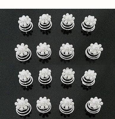 Parcelona – Engroshandel Hårnål – Møns bryllup brude hvid imiteret perle blomst hår spiral Twist Spin hårnåle0