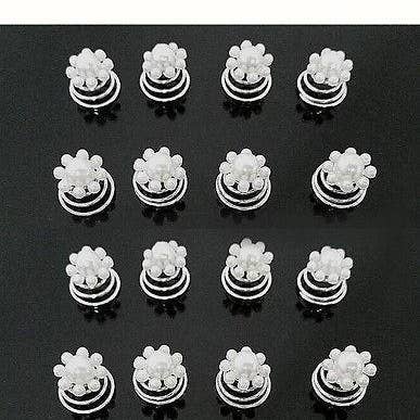 Parcelona – Engroshandel Hårnål – Møns bryllup brude hvid imiteret perle blomst hår spiral Twist Spin hårnåle