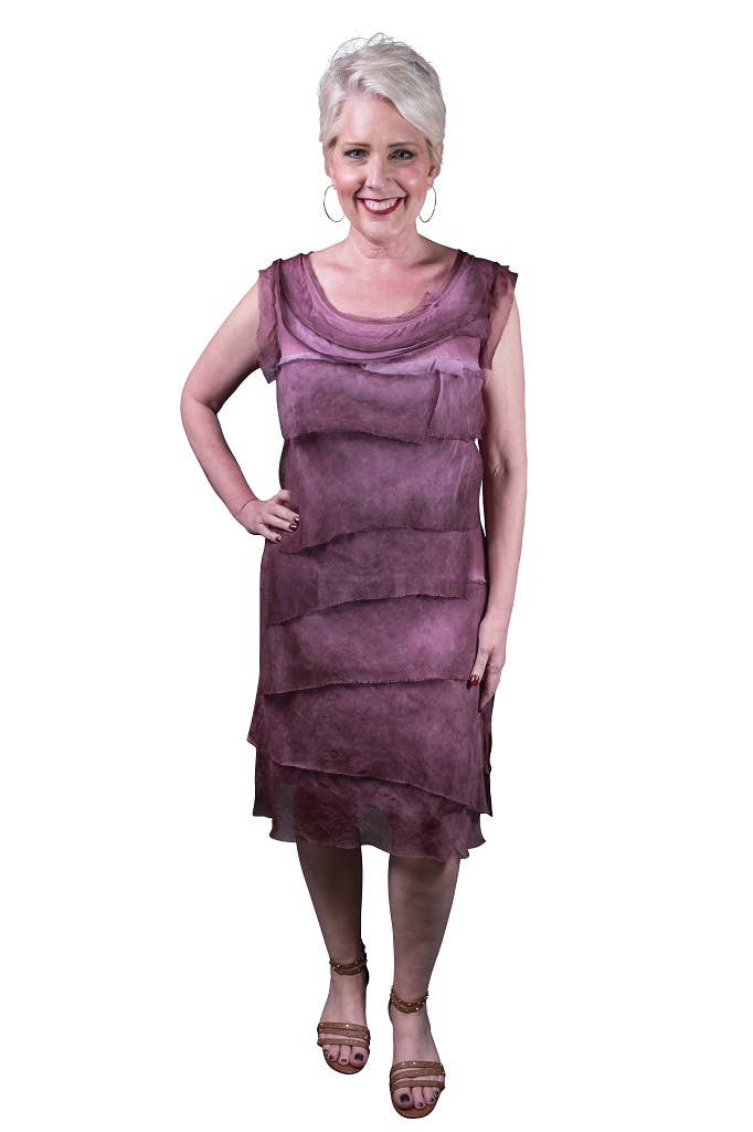 TINA Stephens Italy/Tees By Tina - Wholesale Dress - Women's - Mariana Silk Ruffle Dress (DT202)15