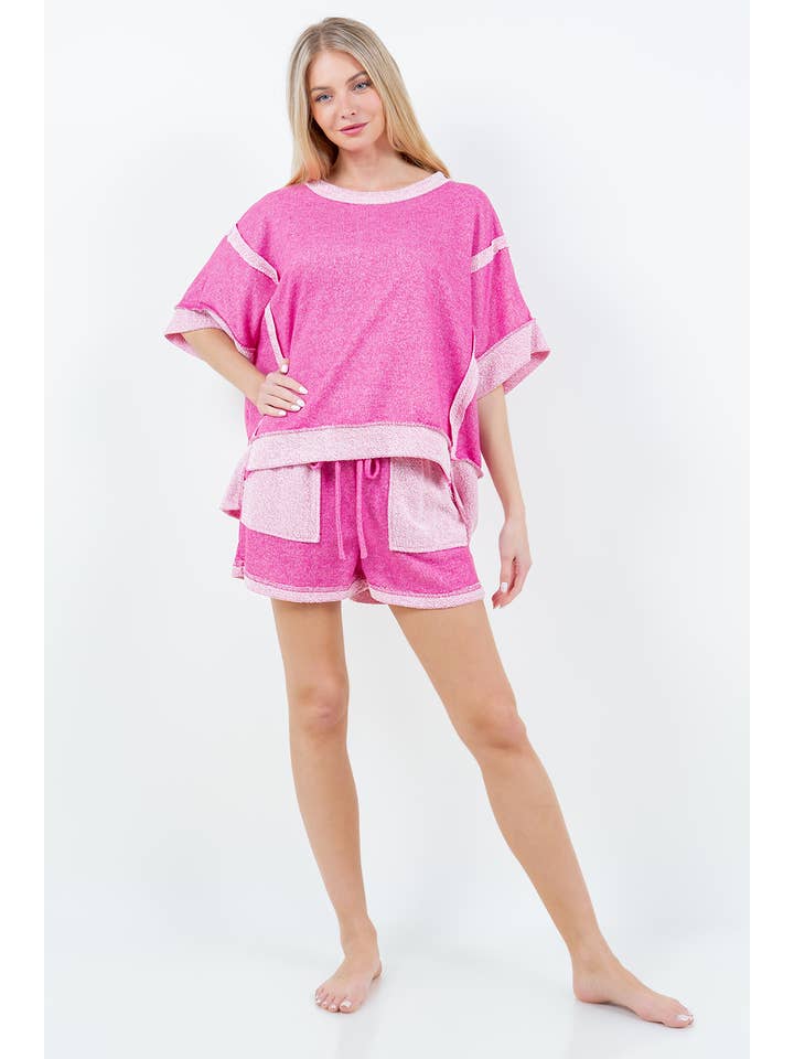 J.Her - Wholesale Lounge Shorts - Women's - LoopTerry Cont Pocket Shorts HP5720.15