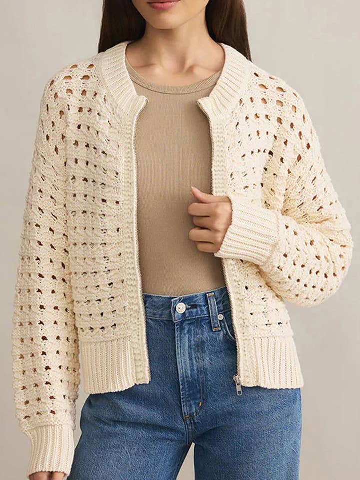 Zip-Front Crochet Cardigan for wholesale by Mccolin