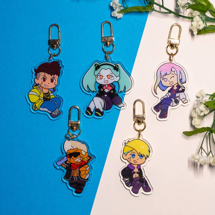 Edgerunners Keychains for wholesale by Honeypeach.studio