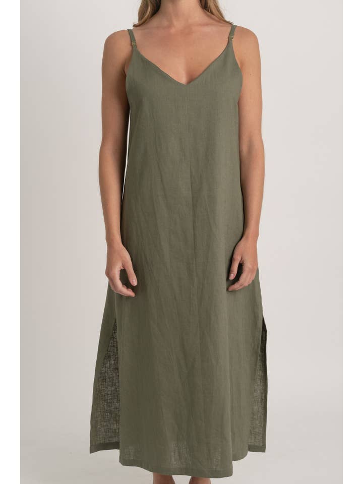 LUXMII - Wholesale Dress – Women's - Basique Slip Dress Khaki4