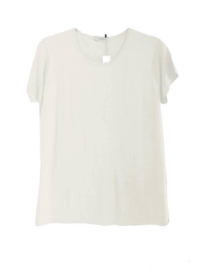 Kasjmier zijden crew met korte mouwen t-shirt trui marineblauw voor wholesale door PRATI