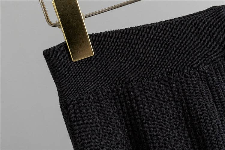 Classic Black Chic Korean TwoPiece Knit Set Cardigan  Top for wholesale on Faire16