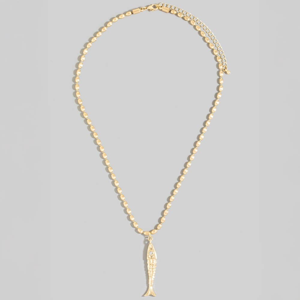 The Looks by Fame Accessories – wholesale Kedjehalsband – Lång fiskhänge matt pärlkedjehalsband6