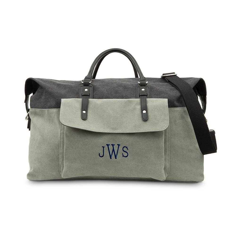 Weddingstar Inc. - Wholesale Weekender Bag - Unisex - Large Canvas Weekender Travel Bag - Black & Grey2