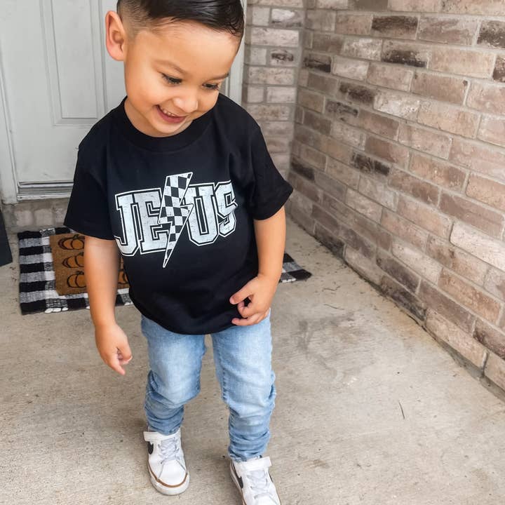 "Divine Power" Adult Tee: Jesus with Lightning Bolt for wholesale by Salt + Salvation Threads