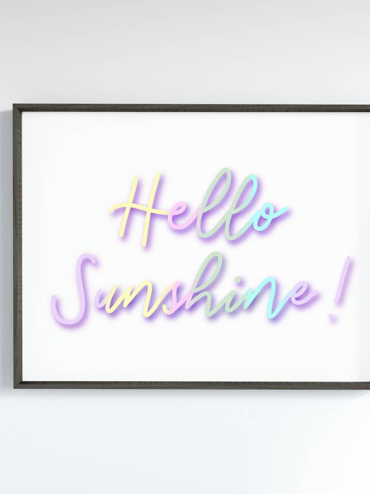 'Hello sunshine!’ A4 pastel decor print for wholesale by Cloudy Ink Designs