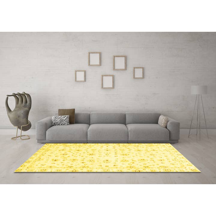 Machine Washable Oriental Yellow Traditional Area Rugs for wholesale by Ahgly