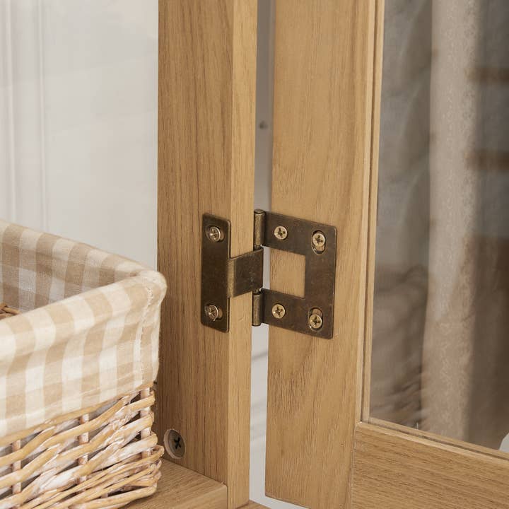 Orange County Decor - Wholesale Cabinet - 2 Doors Curio Cabinet With Tempered Glass Doors, Curio Cabinets With Mirrored Back Panel And Adjustable Shelves, Lighted Display Cabinet For Home, Office Light Bulb Included Oak Oak Mdf Glass17