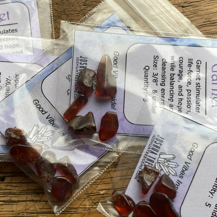 Garnet Tumbled With Metaphysical Property Card for wholesale by Joshua Tree Gems