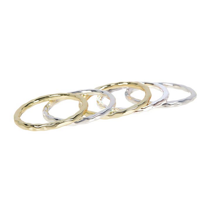 Zoey Simmons - Wholesale Band/Stacked Ring - Tri Tone 5 Pc Stack Ring Set - SF1