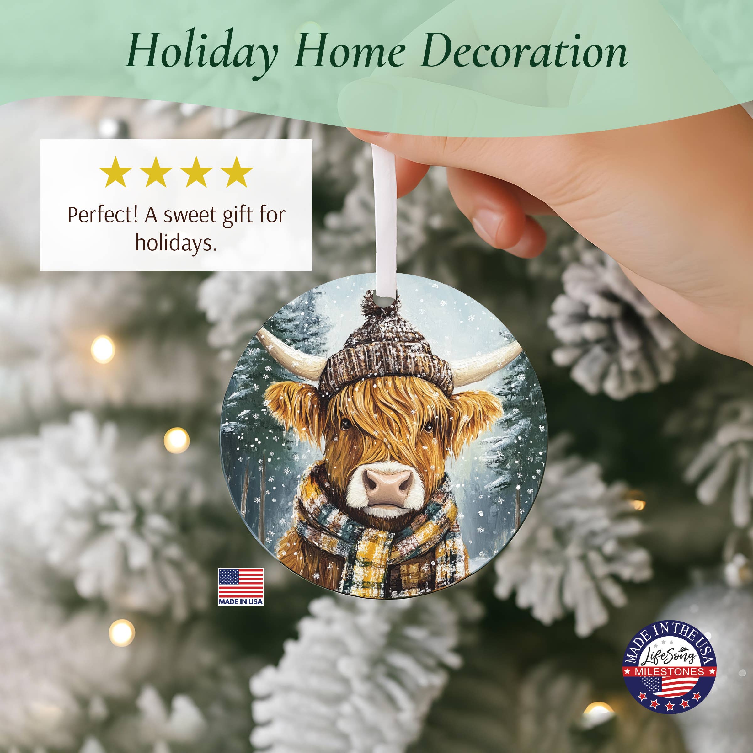 LifeSong Milestones - Wholesale Ornament - Highland Cow Christmas Ornament – Holiday Accessories2