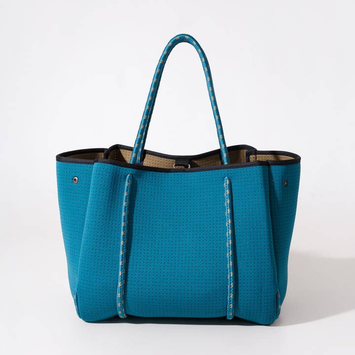 LARGE NEOPRENE TOTE BAG TEAL for wholesale by Pop Ups Brand