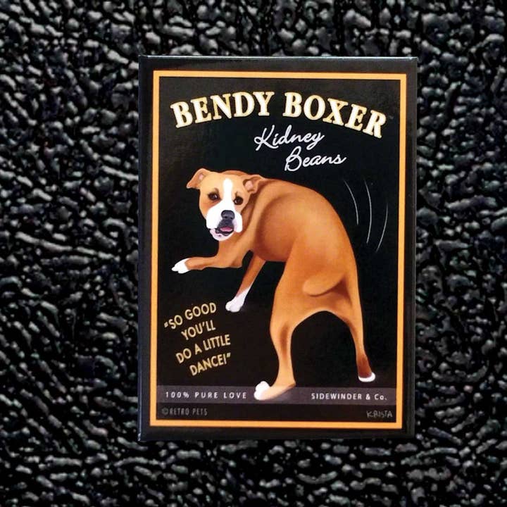 Retro Pets – Íman por atacado – Bendy Boxer a Do - Conjunto de 4 Ímanes de Cão Boxer3