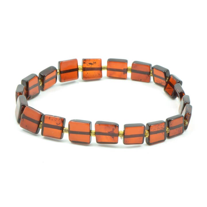 Bracelet Ambre Poli Cerise pour Adulte sur Élastique pour la vente par The Natural Amber