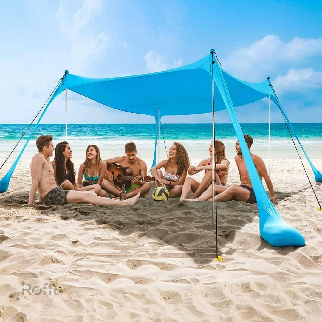 ROFFT USA LLC – wholesale Tent – Pop Up Beach Tent and Beach Canopy Sun Shelter UPF50+ with Sand Shovel, Ground Pegs and Aluminum Poles Beach Shade Beach Tent pop up Shade Beach Tent Sun shelter Beach Canopy Tent Sun Shade6